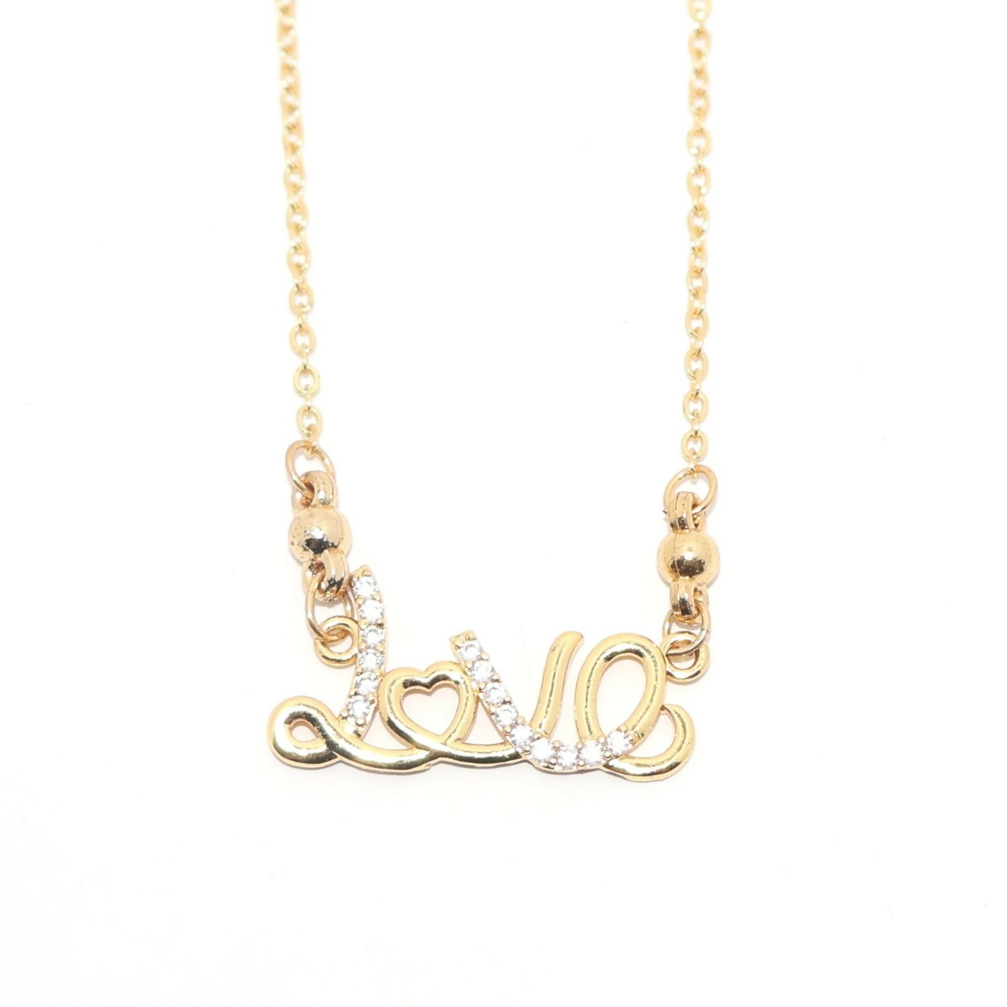 Love Gold Plated AD Pendant Necklace For women and girls