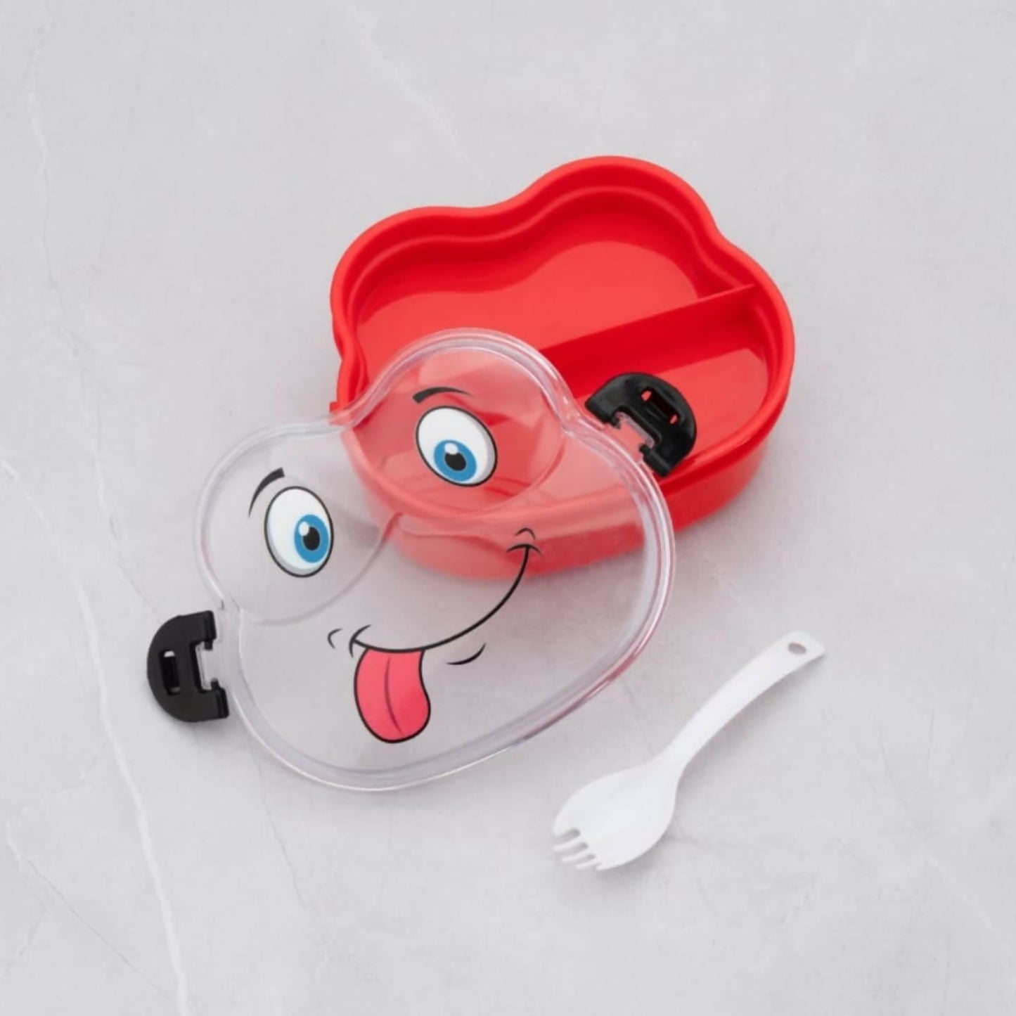 Side view of cartoon frog lunch box for kids, lightweight and portable