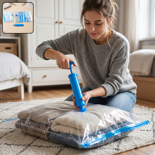 Vacuum Storage Bags with Suction Pump – Space-Saving 5 Pcs Set