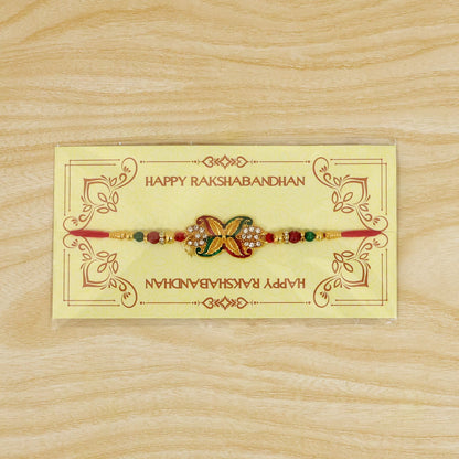 Bead Rakhi with Golden Flower Motif Elegant & Festive Sibling Gift (5pcs)