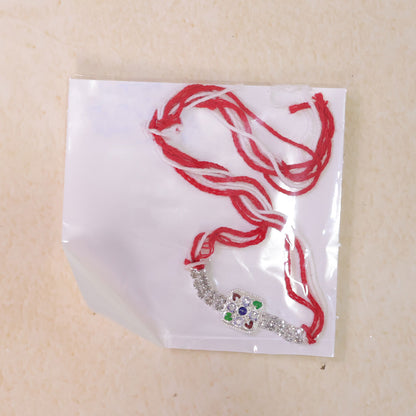 Premium Rakhi featuring Square Floral Charm, crystal accents and gift style for Gift