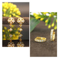 Gold Plated Zircon Earrings Set – Elegant Danglers & Huggie Hoops