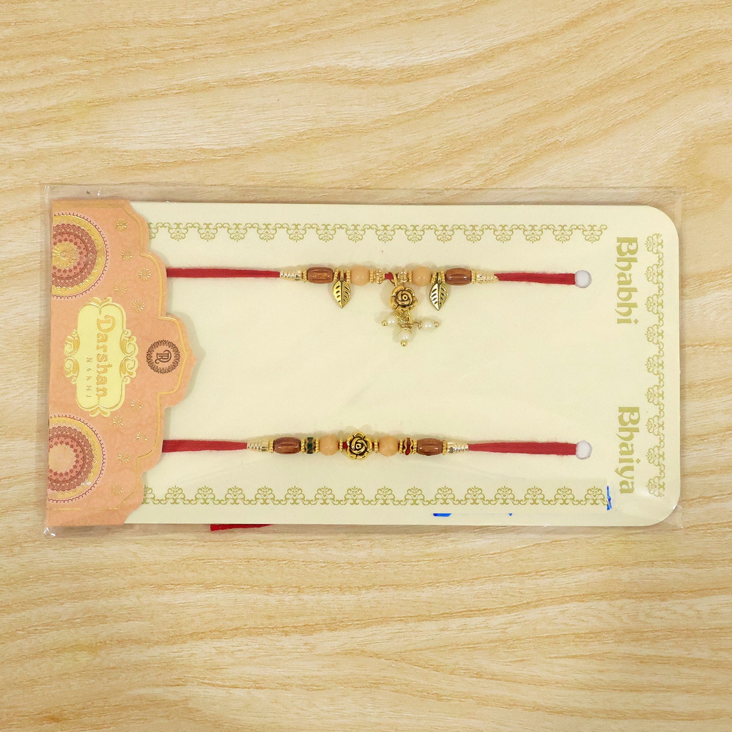 Traditional Om Couple Rakhi Set with Rudraksha Crystal Beads