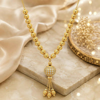 Royal Gold Plated Necklace for Women with Beaded Pendant and Elegant Traditional Style