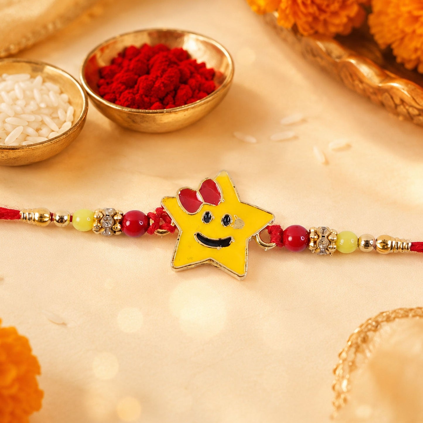 Smiley Star Rakhi Comfortable Kids Rakhi for Raksha Bandhan (10pcs)