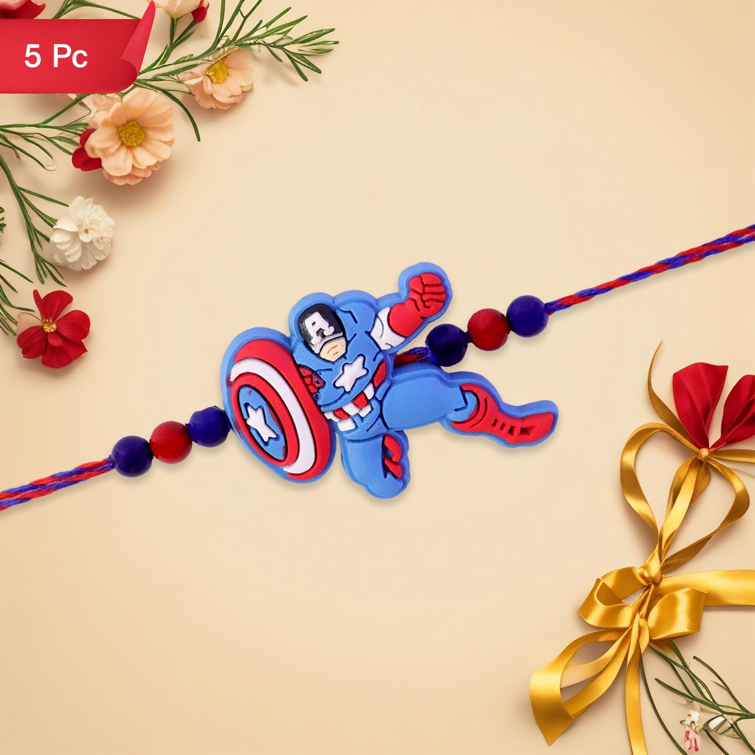 Superhero Character Kids Traditional Rakhi for Brother (5pcs)