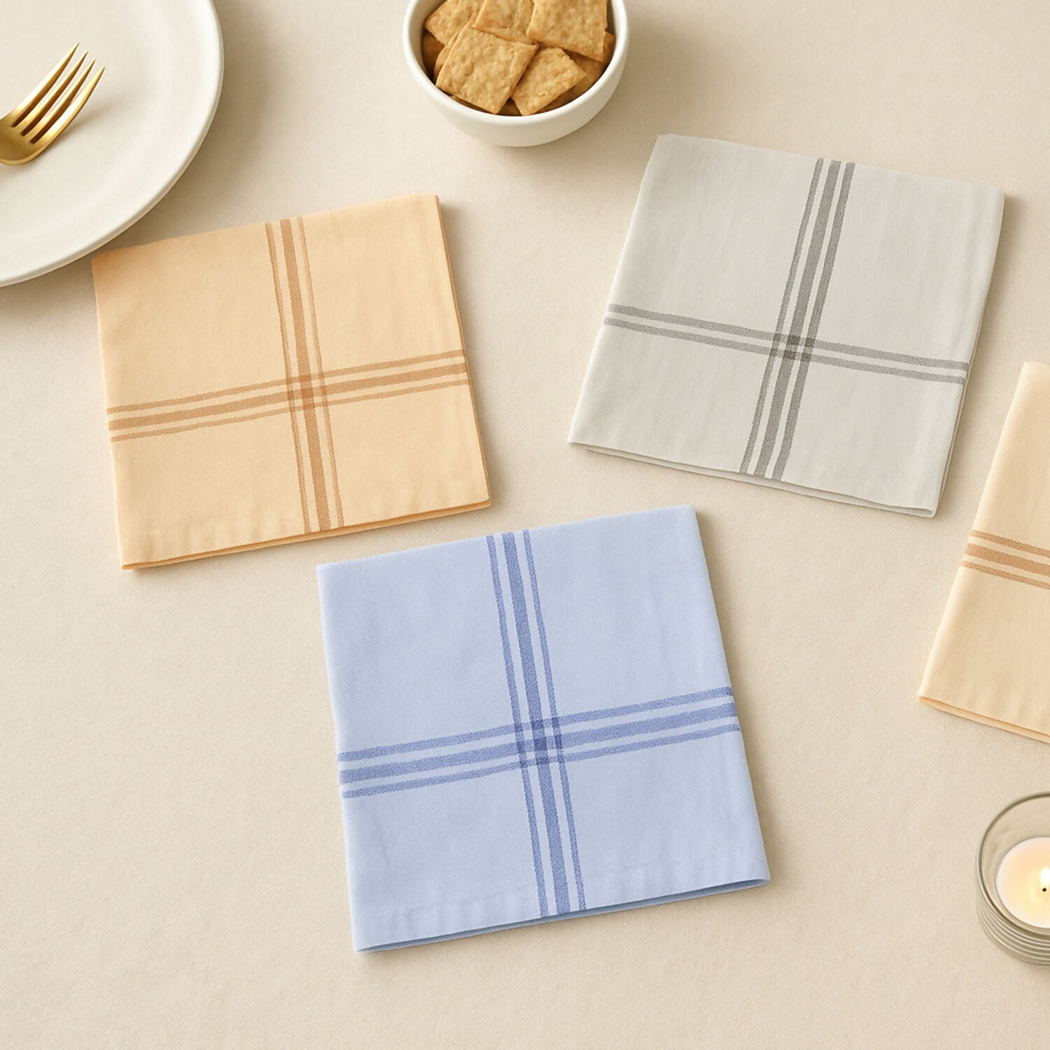 Set of 12 Cotton Handkerchiefs for Men & Women – Soft Absorbent Check Pattern Hanky for Daily Use