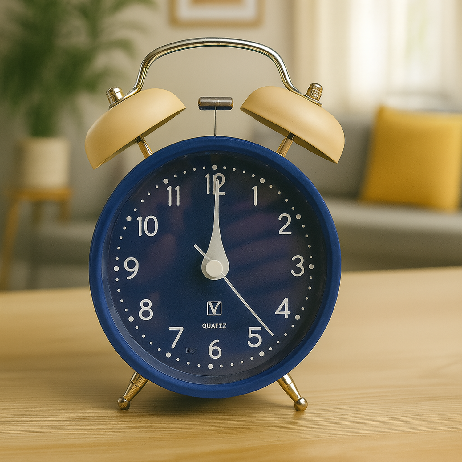 Retro Twin Bell Loud Alarm Clock for Bedroom | Blue Vintage Table Clock | Quartz