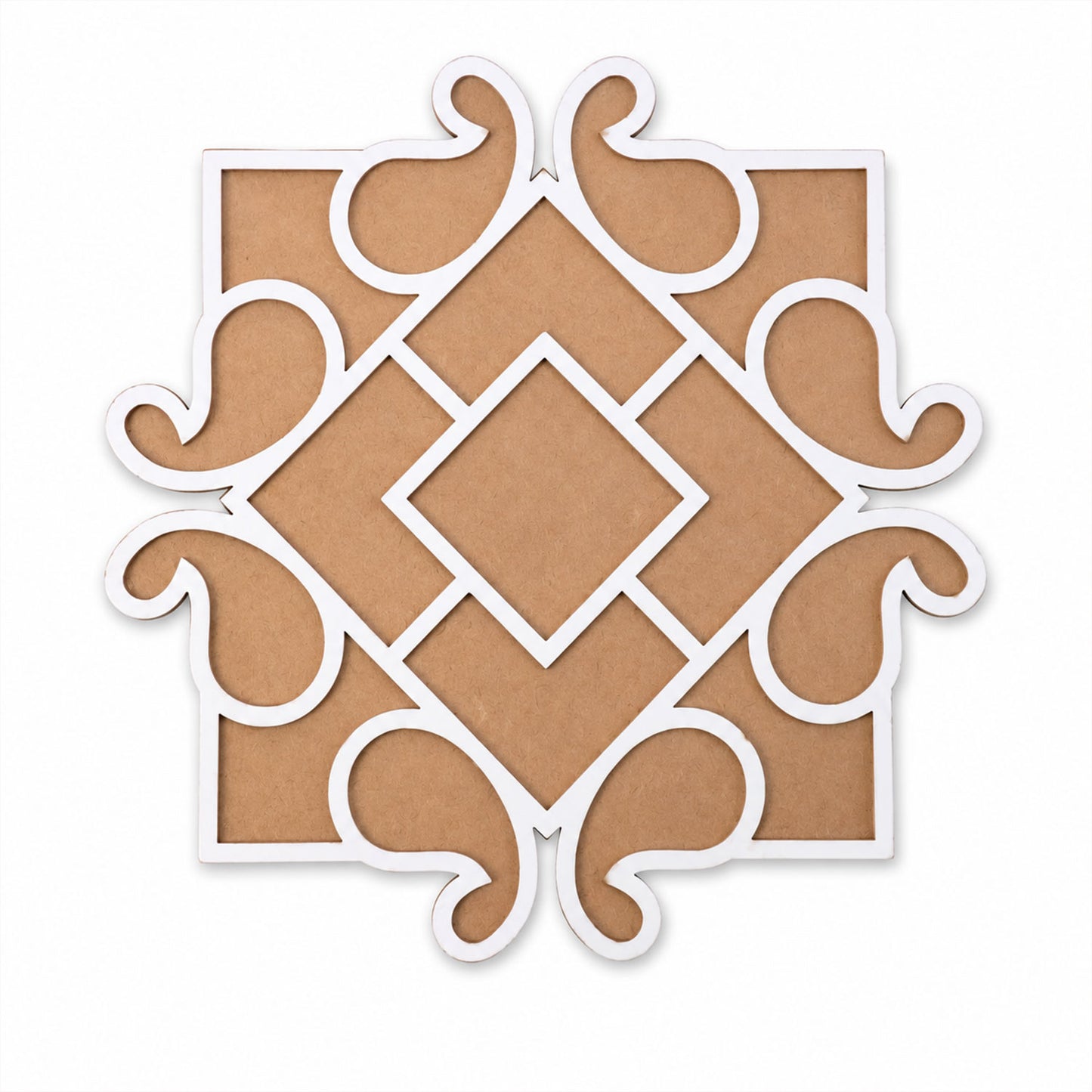 Square Shape Wooden Rangoli Stencil Board for Diwali, Pooja & Festive Floor Decor