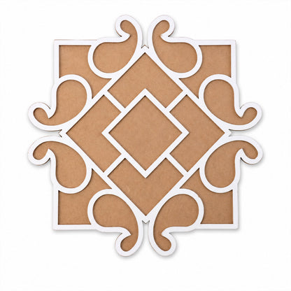 Square Shape Wooden Rangoli Stencil Board for Diwali, Pooja & Festive Floor Decor