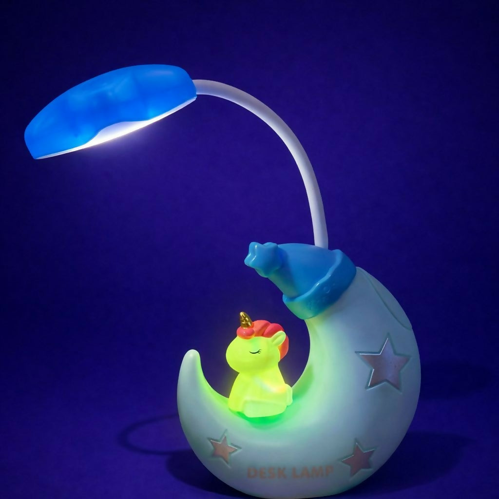 Cute Unicorn Moon Desk Lamp with Built-in Sharpener for Kids