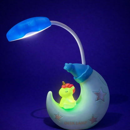 Cute Unicorn Moon Desk Lamp with Built-in Sharpener for Kids