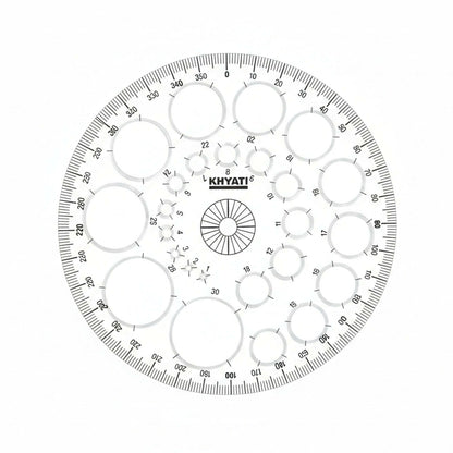 Multipurpose Big Circle Drawing Template Protractor Stencil for Geometry & Design Use (10Pcs)