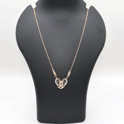 Rose Gold Filigree Heart Pendant Necklace with AD For women and girls