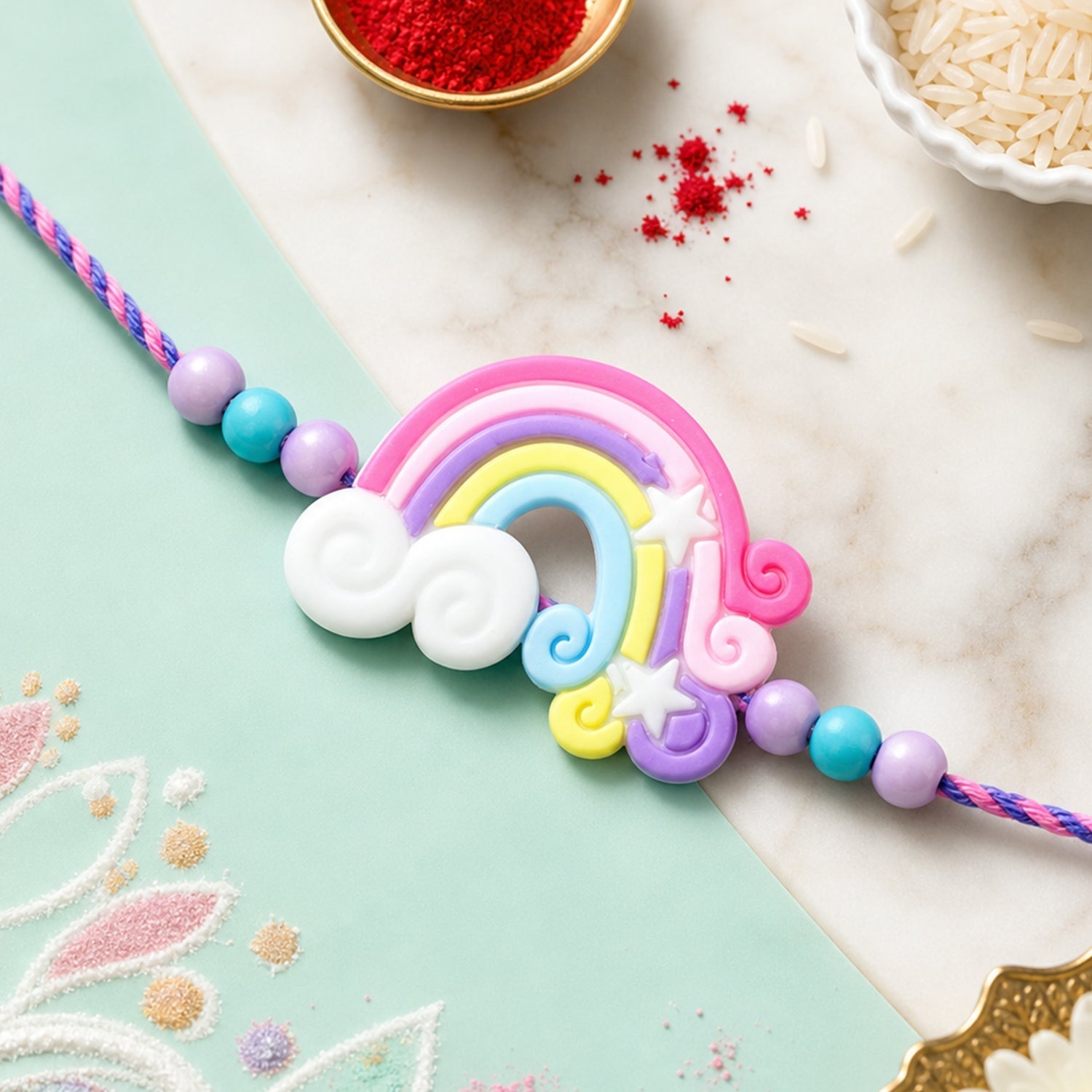 Rainbow Cloud Kids Rakhi Design for Raksha Bandhan Celebration (10pcs)