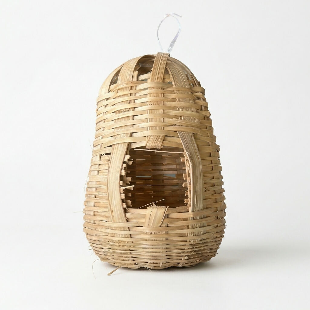Detail of natural bamboo weave in bird nest