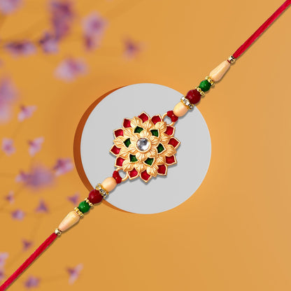 Flower Design Rakhi Elegant Floral Thread for Brother (5pcs)