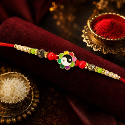 Floral Enamel Pearl Beaded Designer Rakhi for Brother (10pcs)
