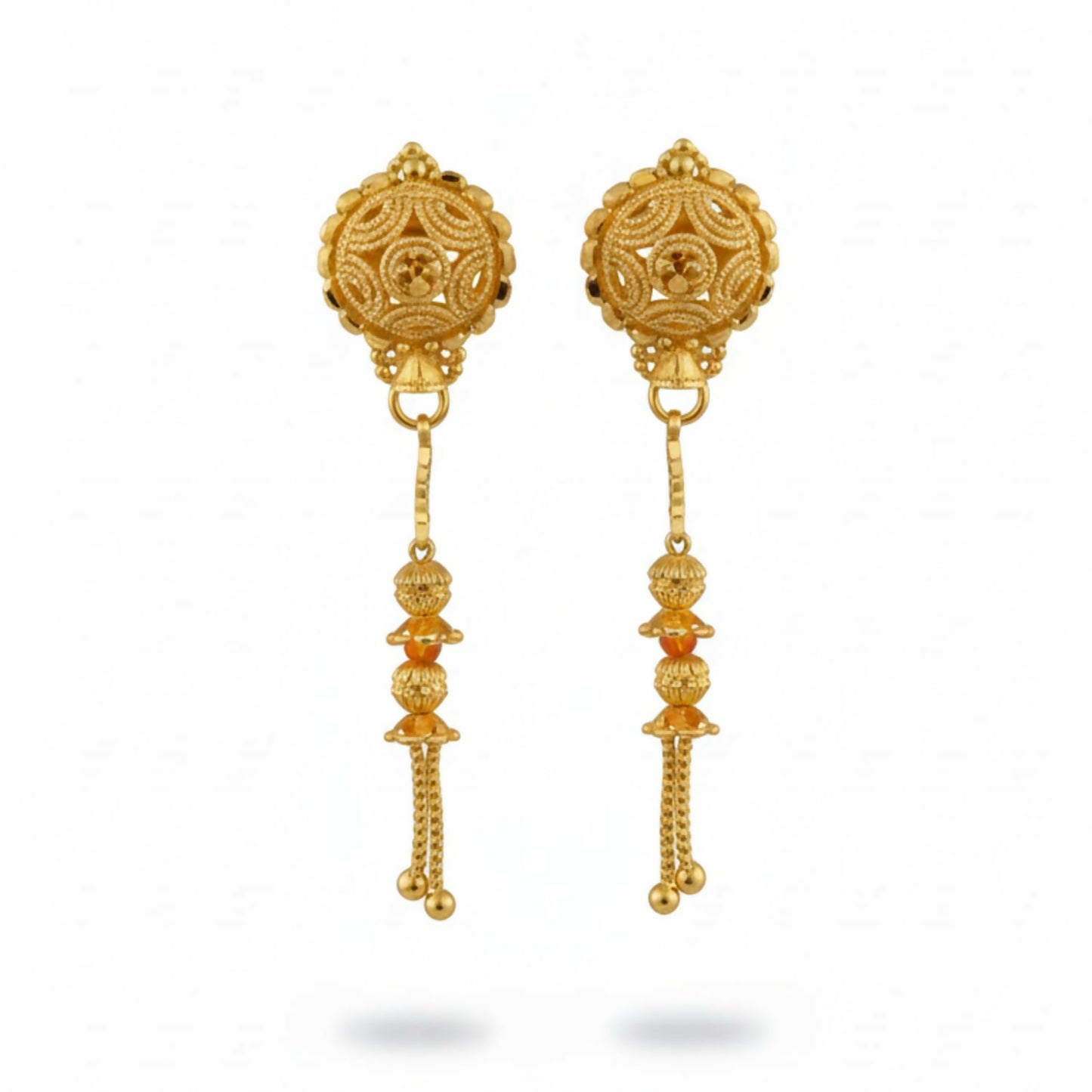 Golden Long Chain Beads Earrings for Women & Girls – Fancy Style