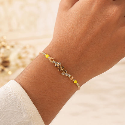 Twin Diamond Cluster Rakhi with AD Sparkle for Brother (Pack of 6)
