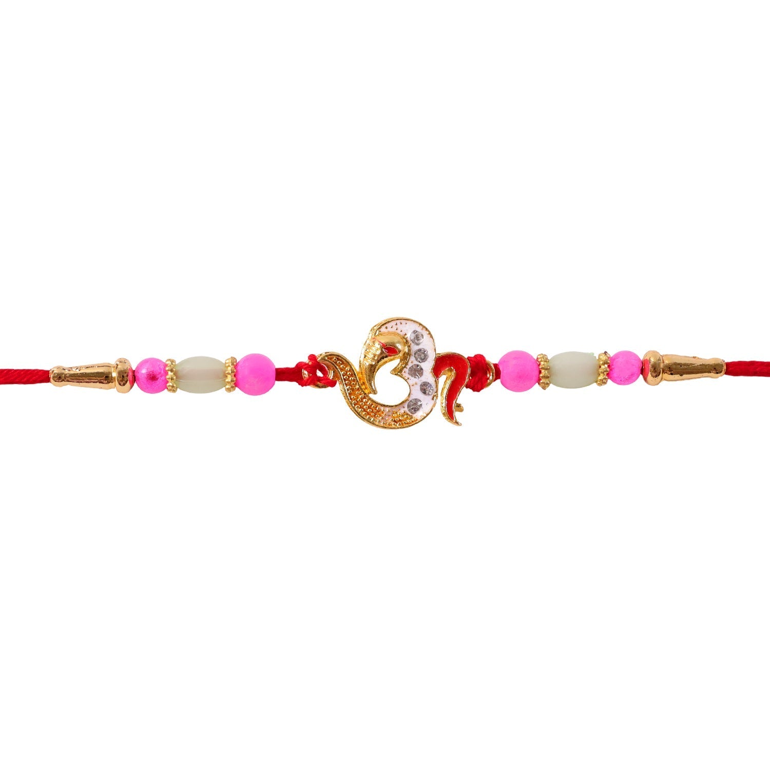 Om Charm Beaded Rakhi Traditional Design for Brother (5pcs)