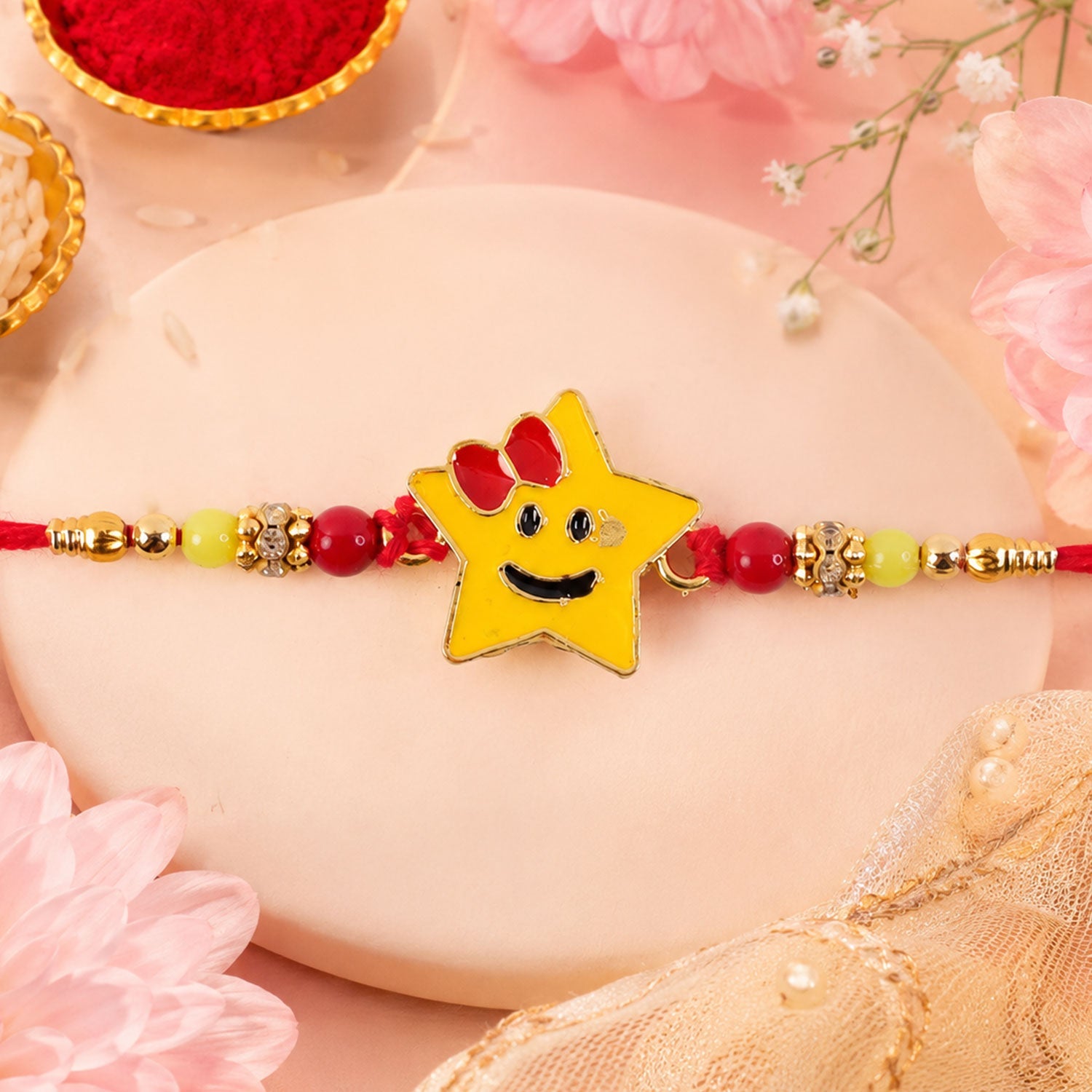 Smiley Star Rakhi Comfortable Kids Rakhi for Raksha Bandhan (5pcs)