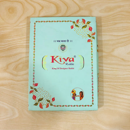 Silver Crown Temple Rakhi with Multicolor Stones, Roli Chawal Coin and Card Gift Packing