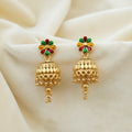 Jhumka Earrings – Floral Enamel Gold-Plated Traditional Design