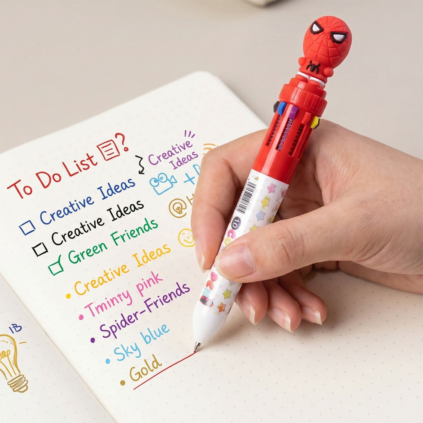 Multi-color pen showing ink color options