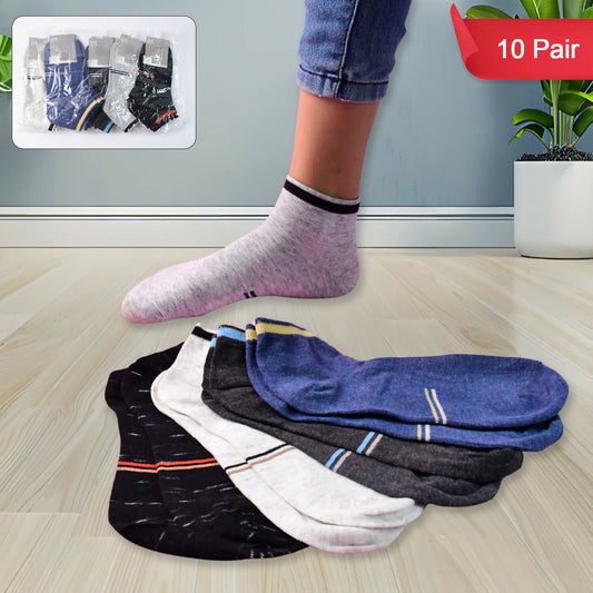 Premium Quality Ankle Length Cotton Socks for Men & Women – Multicolor – Pack of 10 Pairs