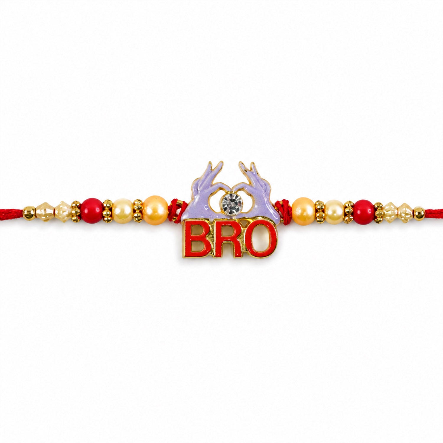 Bro Written Designer Stone-Studded Beaded Rakhi for Brother (5pcs)