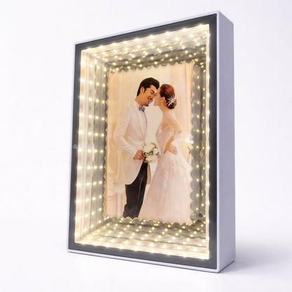 Infinity LED Photo Frame with Mirror Effect Tabletop Decorative Frame