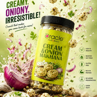 Oracle Cream & Onion Makhana, Super Tasty Roasted Fox Nuts, Gluten Free & Protein Rich 120g