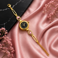 Elegant Gold-Tone Heart Crystal Bracelet Watch for Women – Luxury Analog Wrist Watch with Black Dial