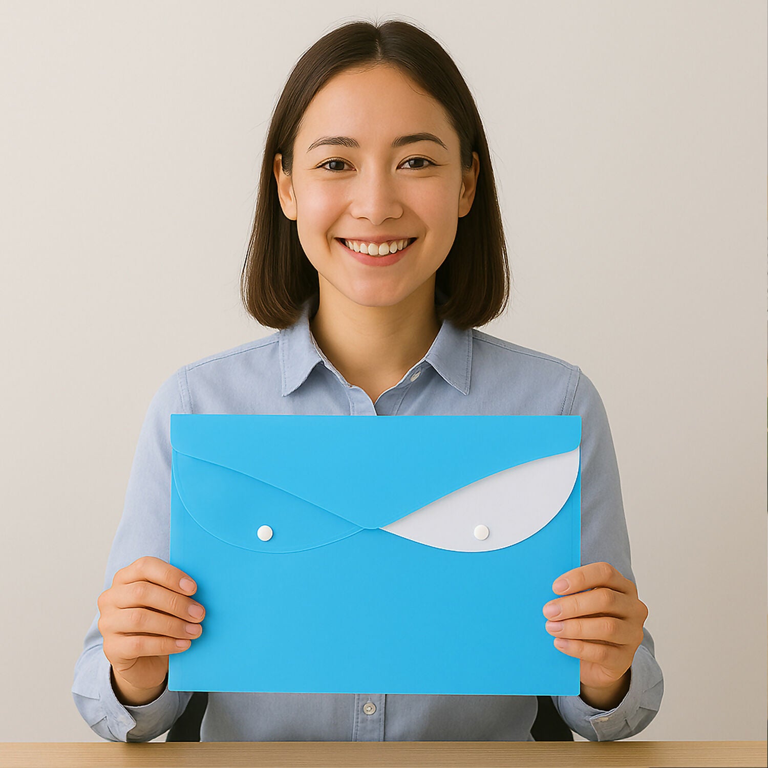 Mix Design A4 Plastic Document Folder – Button Closure Envelope File for Office & School Use (1 Pc)