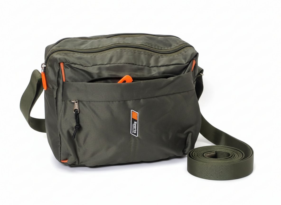 Close-up of high-grade nylon fabric and ergonomic zipper pull on shoulder bag