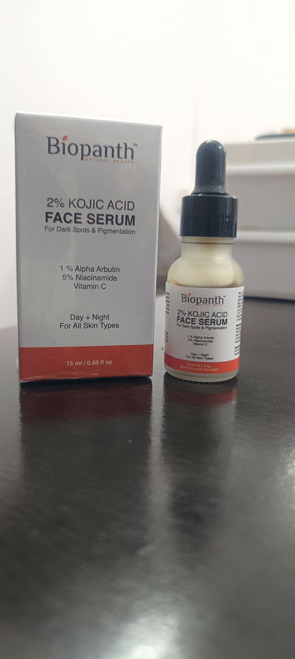 2% Kojic Acid Face Serum with Vitamin C for Dark Spots Glow All Skin Types (15 ml)