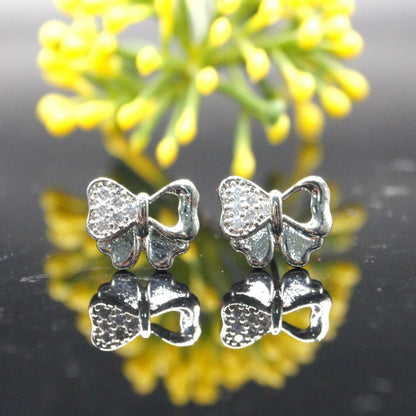 Anti Tarnish AD Bow Stud Earrings - Daily Wear Jewelry for women and girls