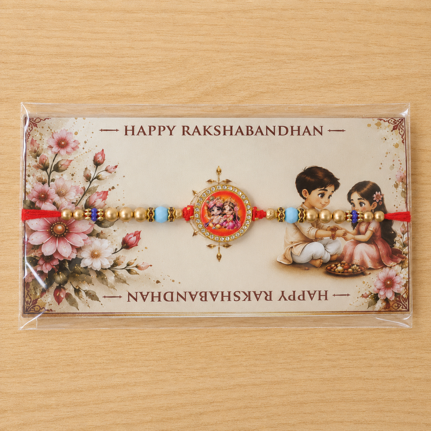 Radha Krishna Charm Rakhi Traditional Design for Raksha Bandhan (10pcs)