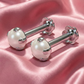 Silver Plated Pearl Labret nosepin Stud Piercing for women and girls Combo Pack of 2