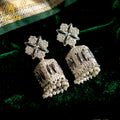 Jhumka Earrings – Elegant Silver-Toned with Pearl Drops for Women