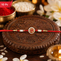 Swastik Pearl Frame Rakhi Traditional Tie for Brothers (10pcs)