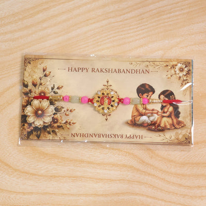 Shivling Trishul Rakhi with Stones & Beads Devotional Rakhi for Brother (5pcs)