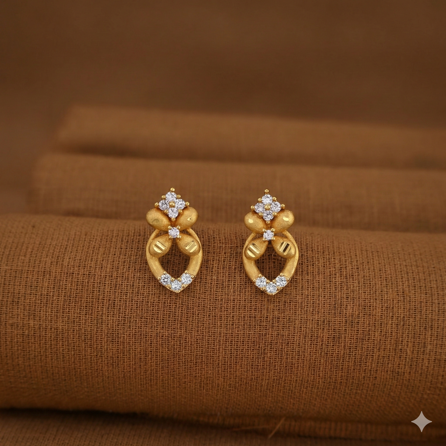 Gold-Plated Floral Lattice Drop Earrings with AD for women and girls
