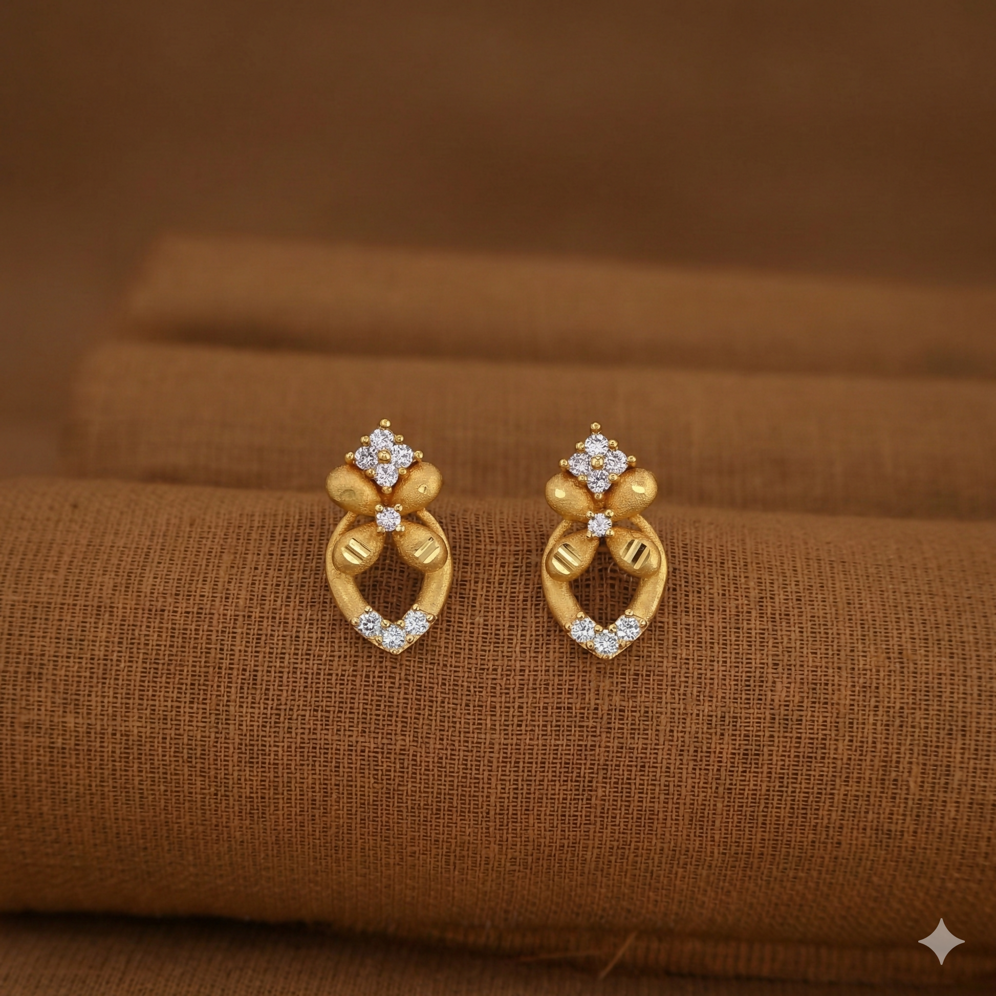 Gold-Plated Floral Lattice Drop Earrings with AD for women and girls