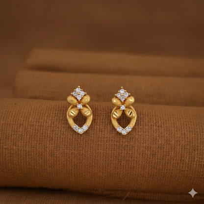 Gold-Plated Floral Lattice Drop Earrings with AD for women and girls