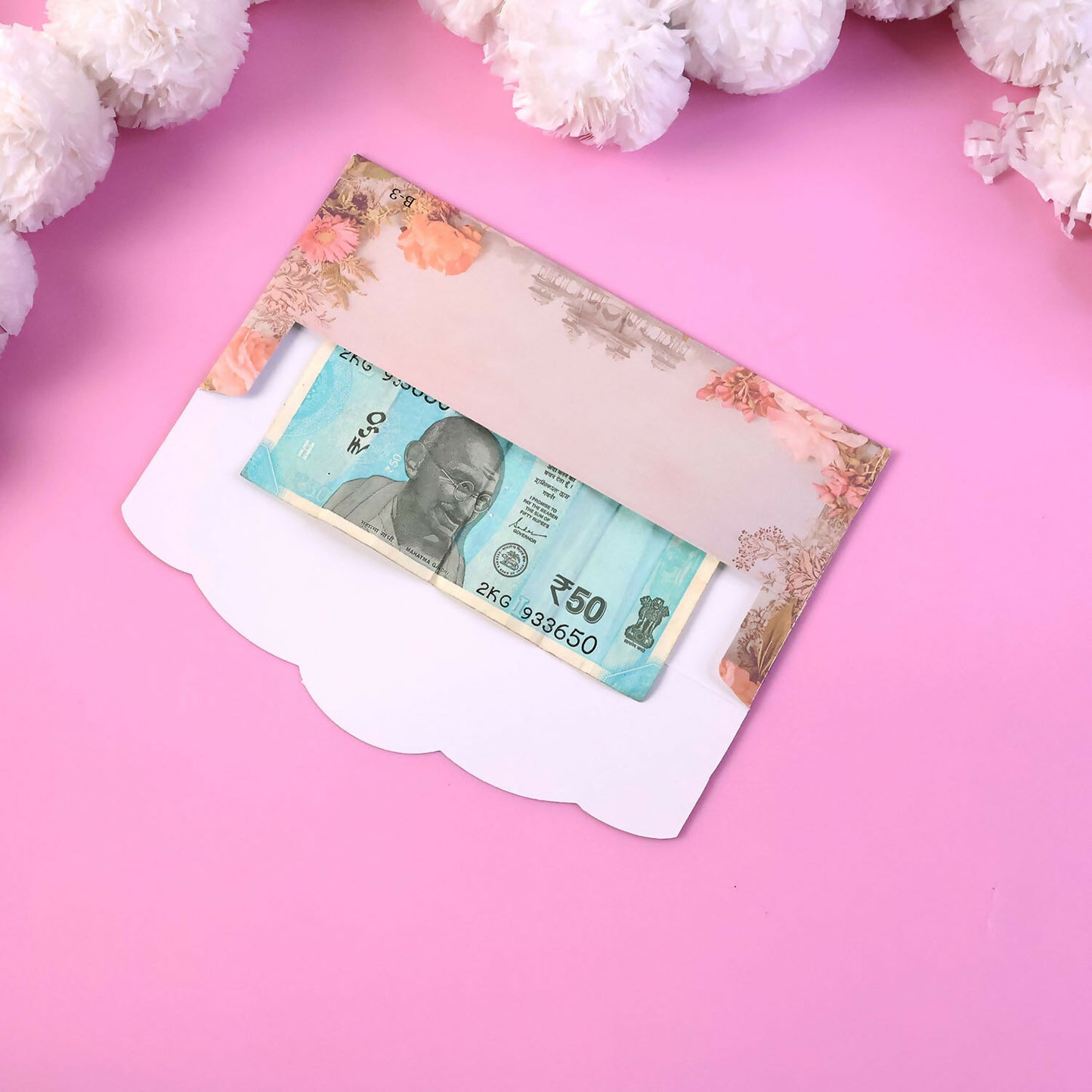 Floral Palace Theme A4 Size Money & Gift Envelope with Scalloped Flap Design – Pack of 10 Pcs
