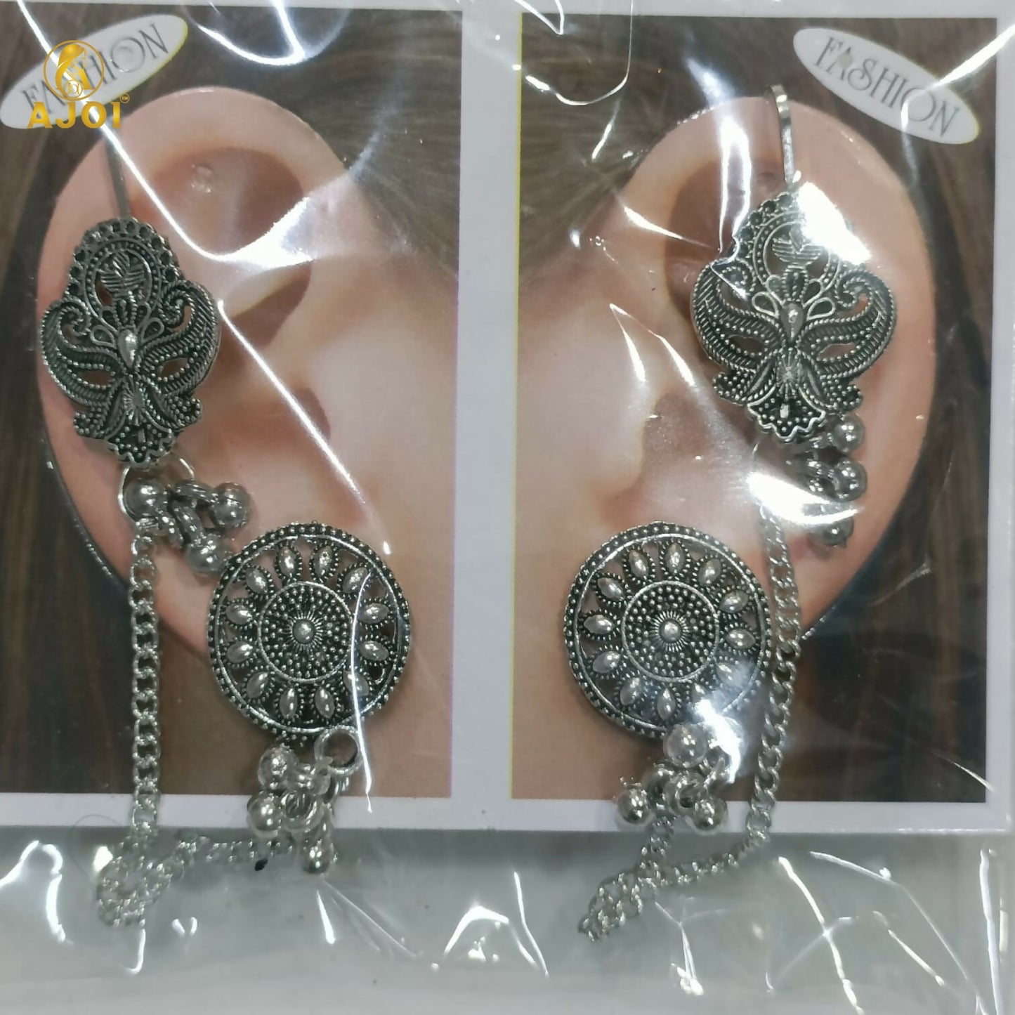 Oxidized Silver Ethnic Earrings highlighting intricate mandala motif