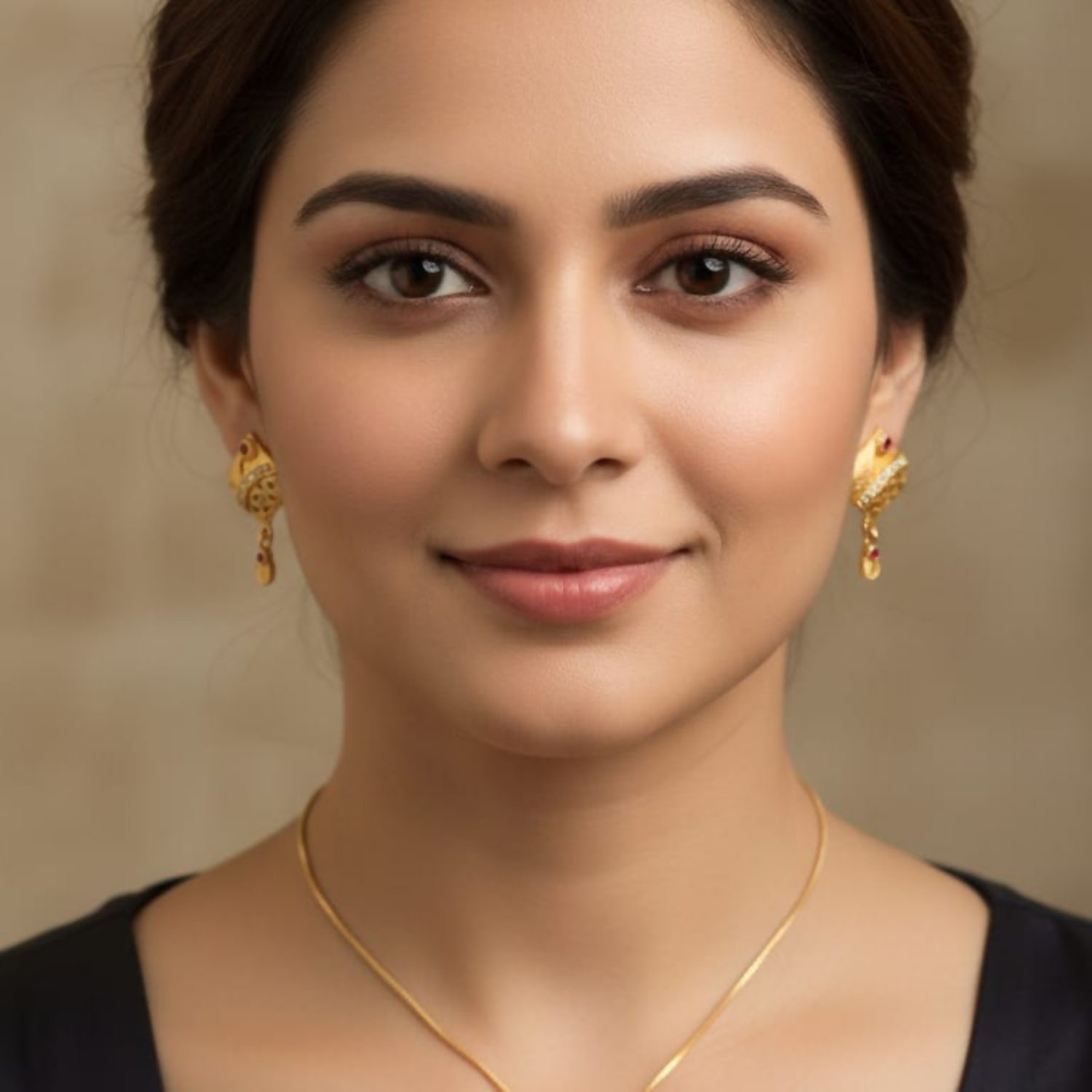 Elegant Gold Pendant and Earring Set Stylish Traditional Jewelry Set for Women