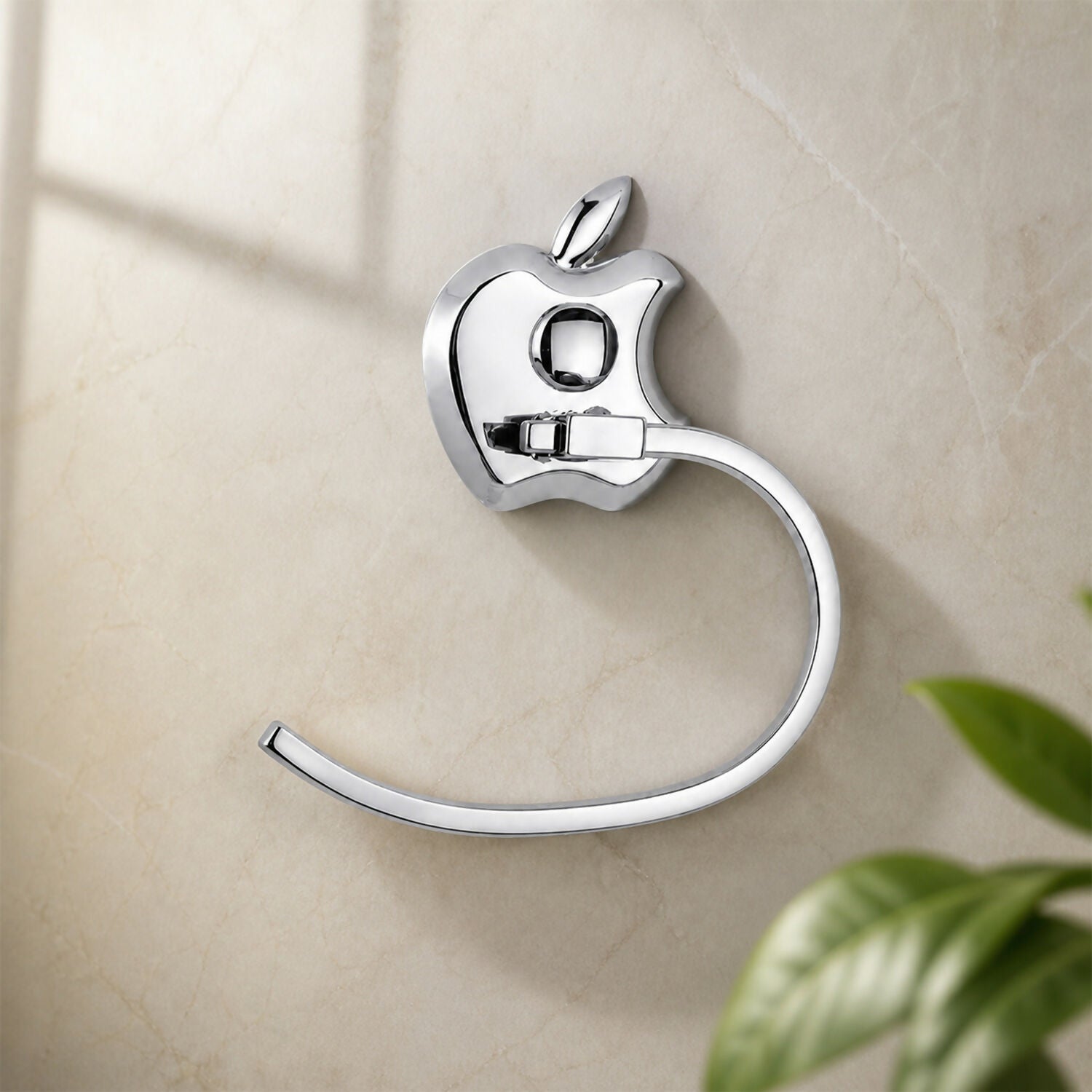 Wall-mounted stainless steel towel holder with shiny chrome finish